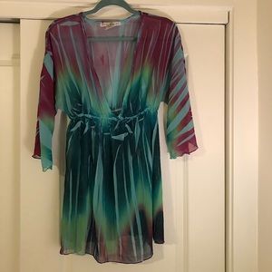 Daniel Benjamin Top- Colorful Sheer Blouse